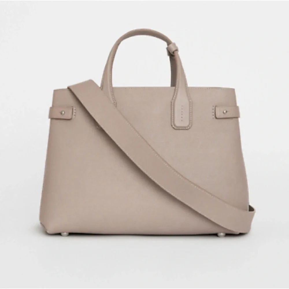 Burberry Medium Banner House Check Leather Tote Bag